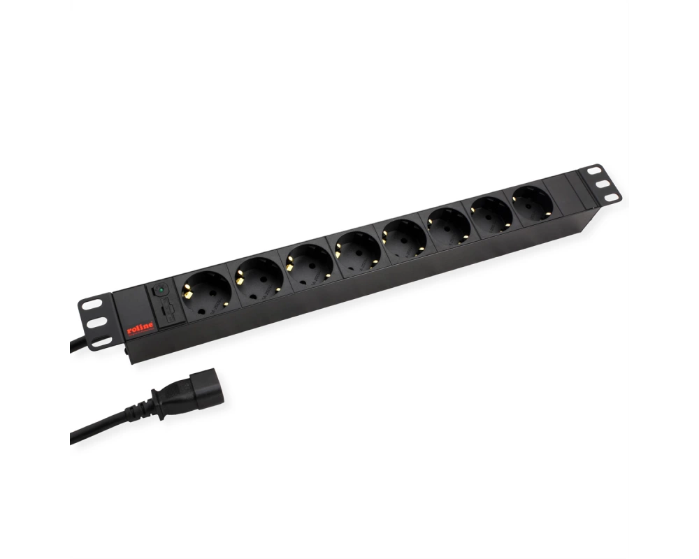 ROLINE 19-Zoll Steckdosenleiste 8fach, C14-Stecker, schwarz, 2 m