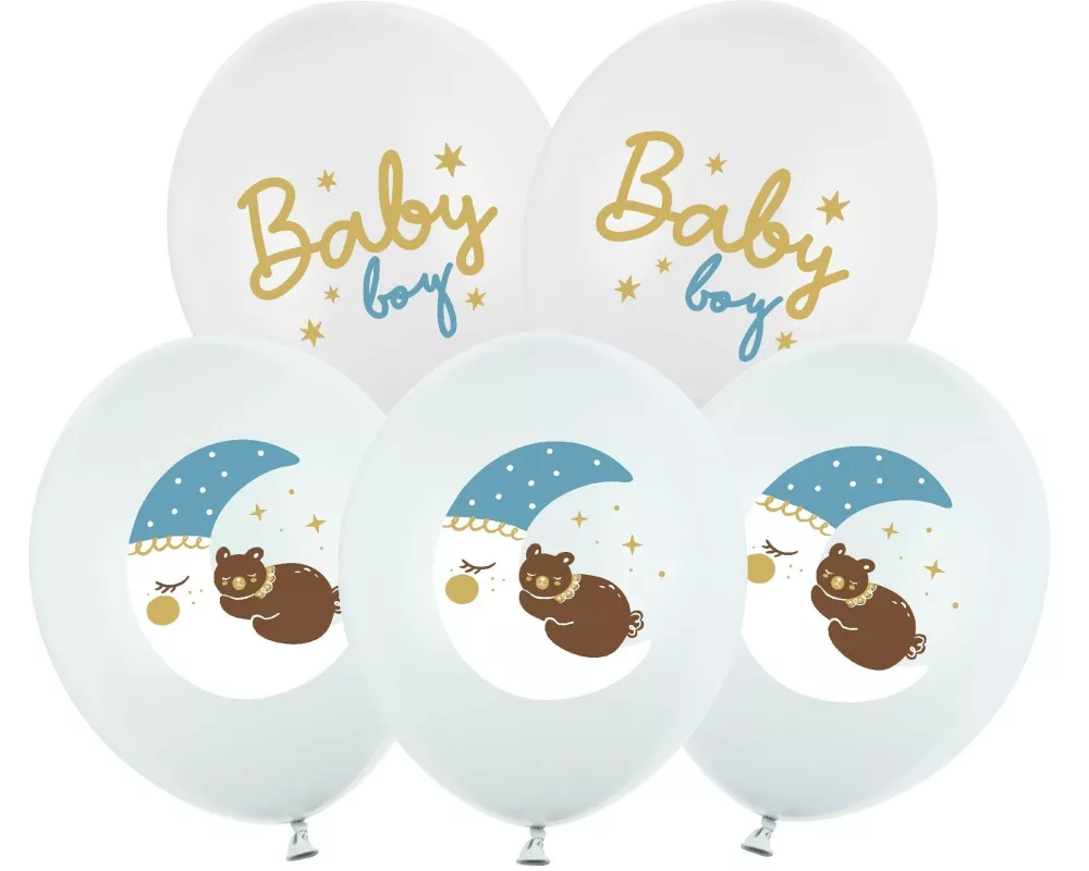 Partydeco Luftballon Baby Boy Weiss / Blau, 6 Stück