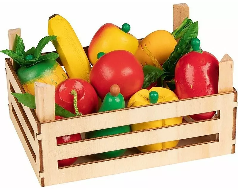 Obst und Gemüse in Kiste,