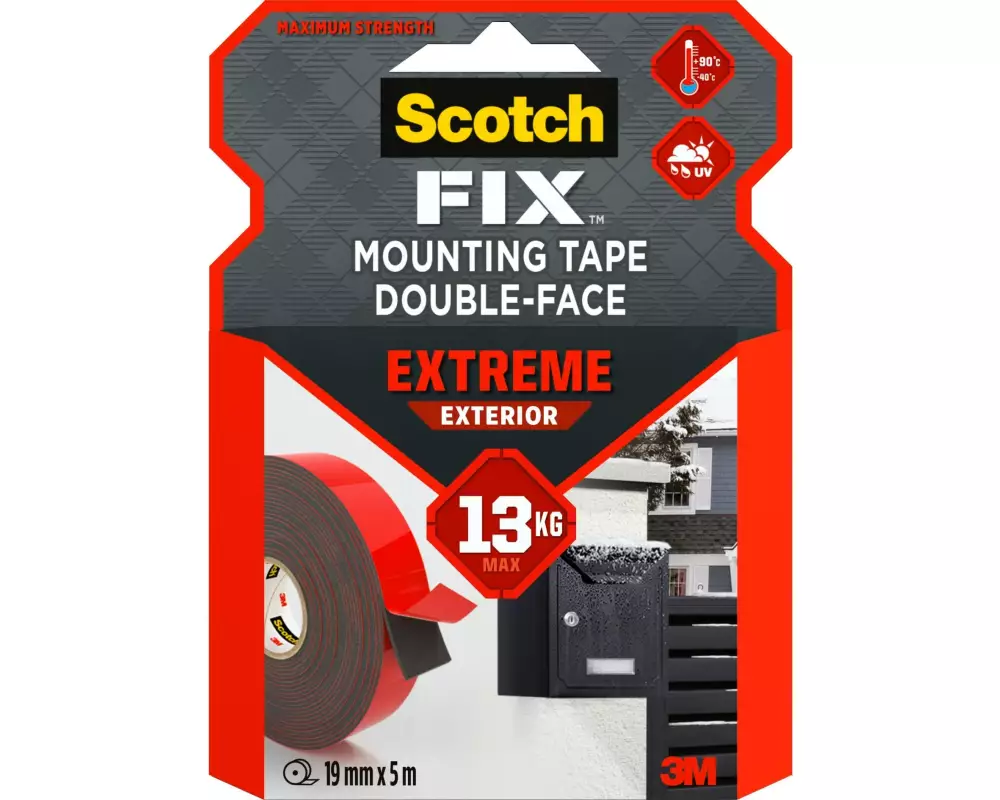 3M Extreme Aussenmontageband 19 mm x 5 m, Schwarz