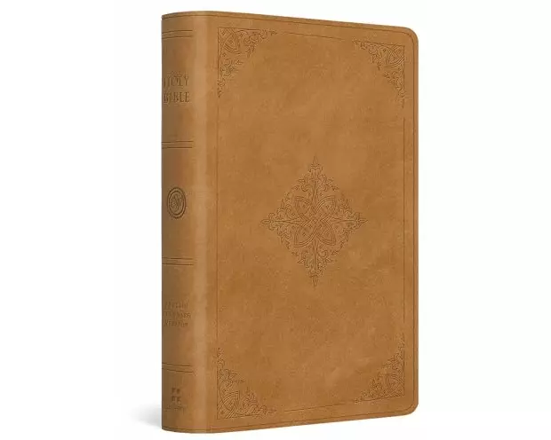 ESV Large Print Bible (Trutone, Nubuck Caramel, Fleur-De-Lis Design)