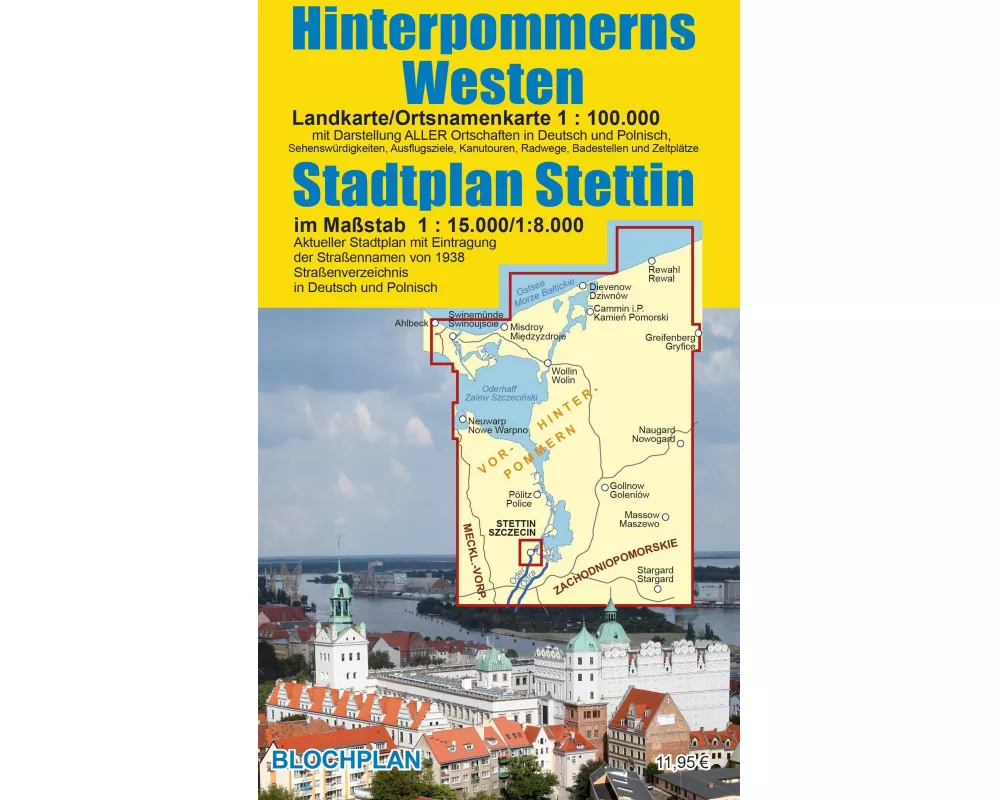 Landkarte Hinterpommerns Westen und Stadtplan Stettin