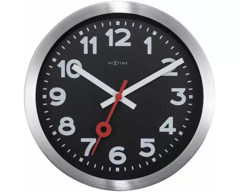 NeXtime Wanduhr Station Ø 35 cm Schwarz