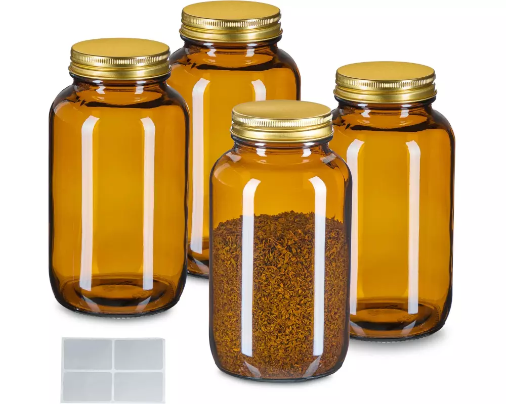 relaxdays Braungläser 4er Set 400 ml Braun/Gold