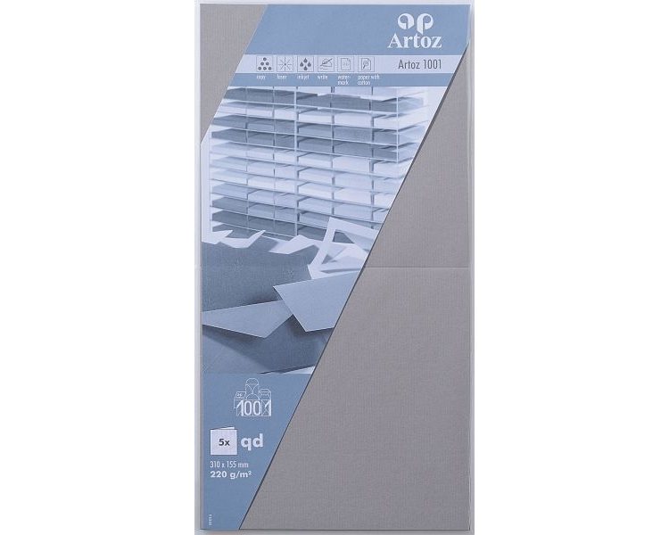 ARTOZ Karten 1001 310x155mm 107452262 220g, graphit 5 Blatt