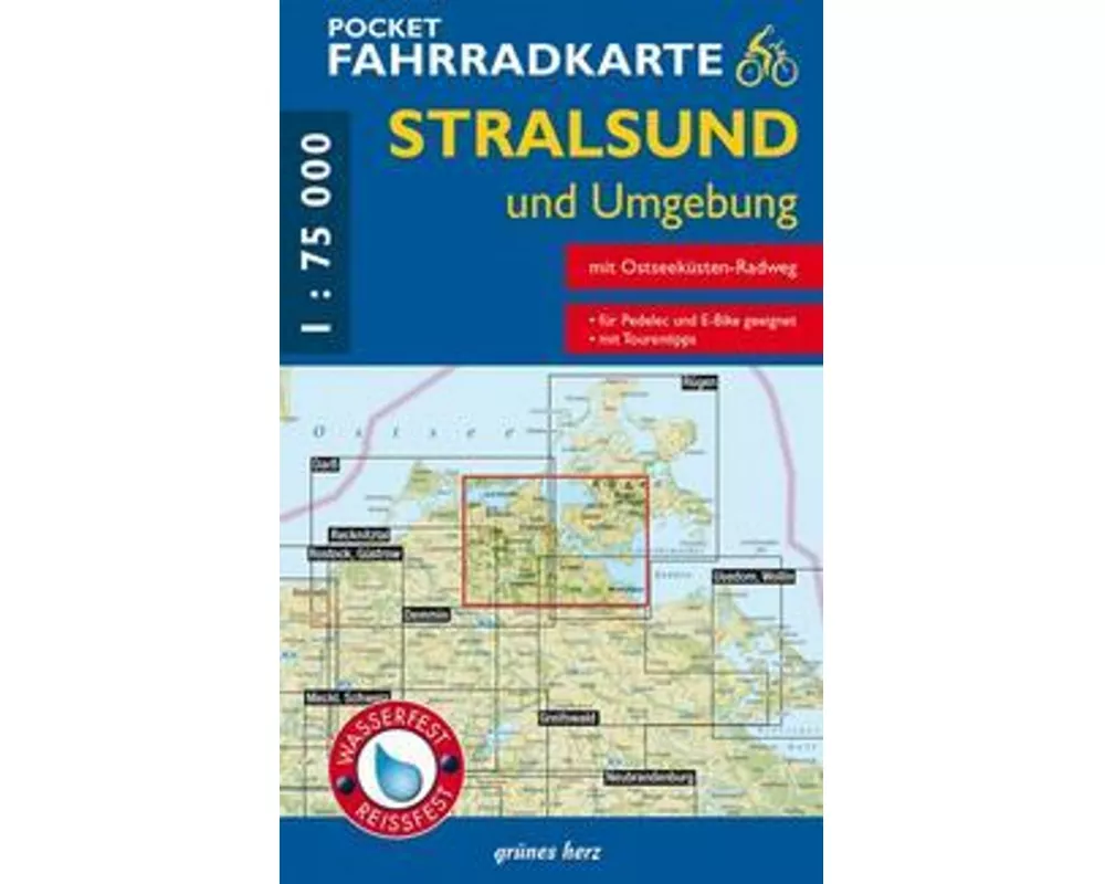 Pocket-Fahrradkarte Stralsund und Umgebung