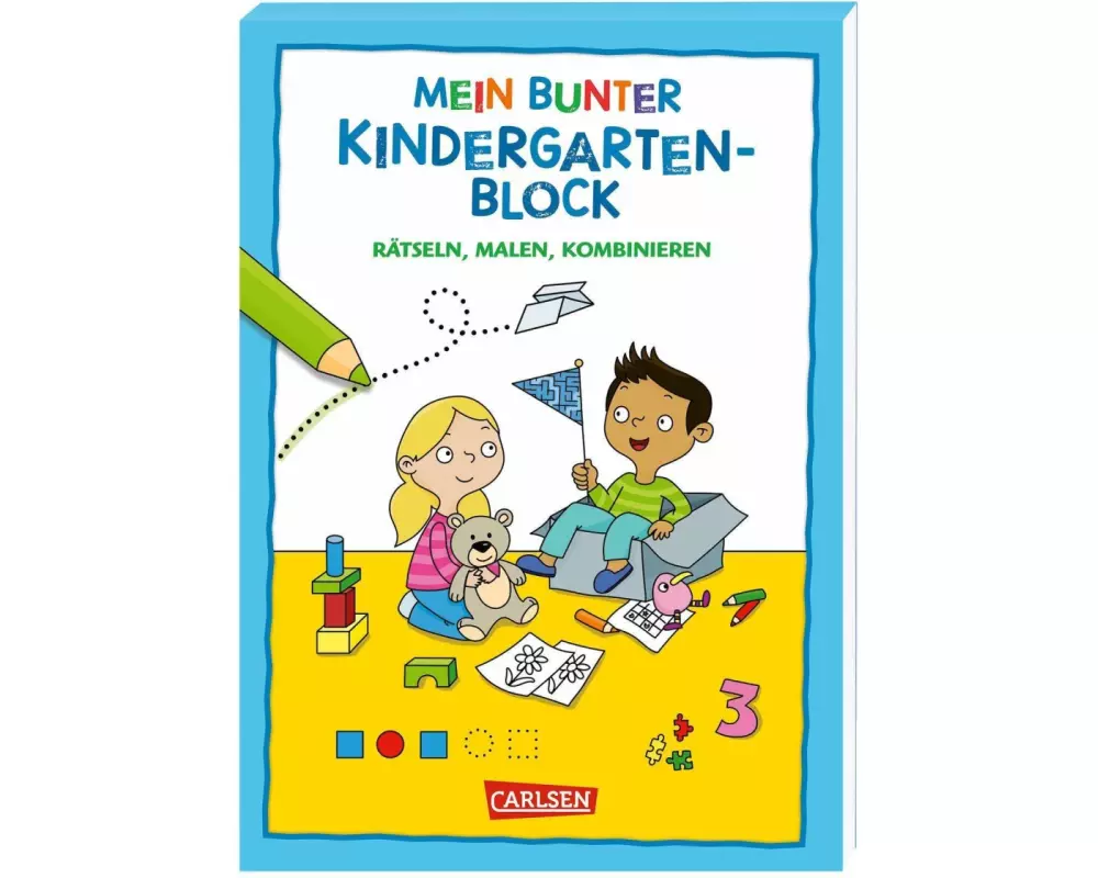 Rätseln für Kita-Kinder: Mein bunter Kindergarten-Block: Rätseln, malen, kombinieren
