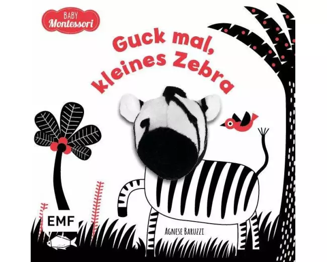 Kontrastbuch für Babys mit Fingerpuppe: Guck mal, kleines Zebra