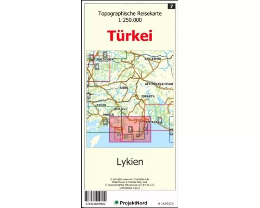 Lykien - Topographische Reisekarte 1:250.000 Türkei (Blatt 7)