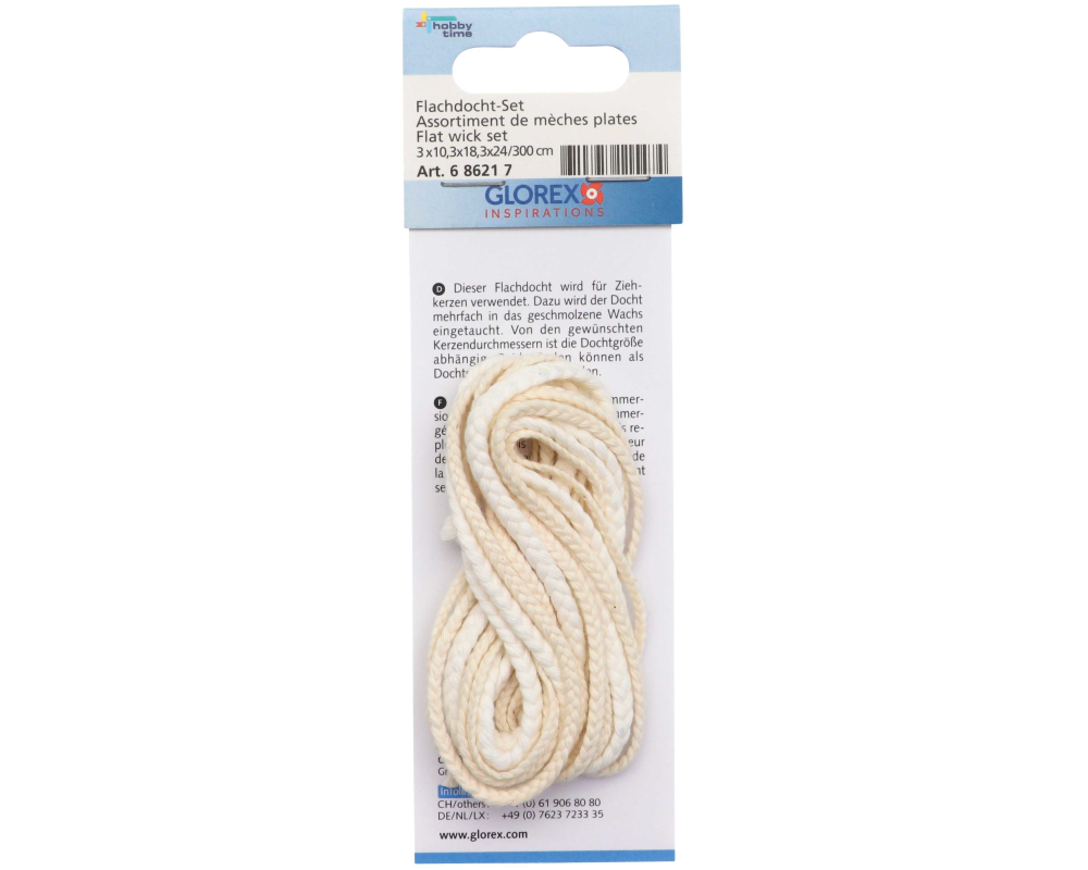 GLOREX Flachdochte 100cm 686217 Gr. 10,18,24