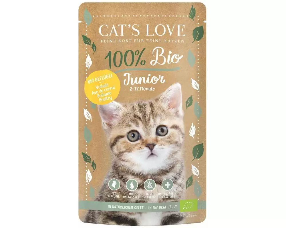 Cat's Love Nassfutter BIO Junior Geflügel, 100 g