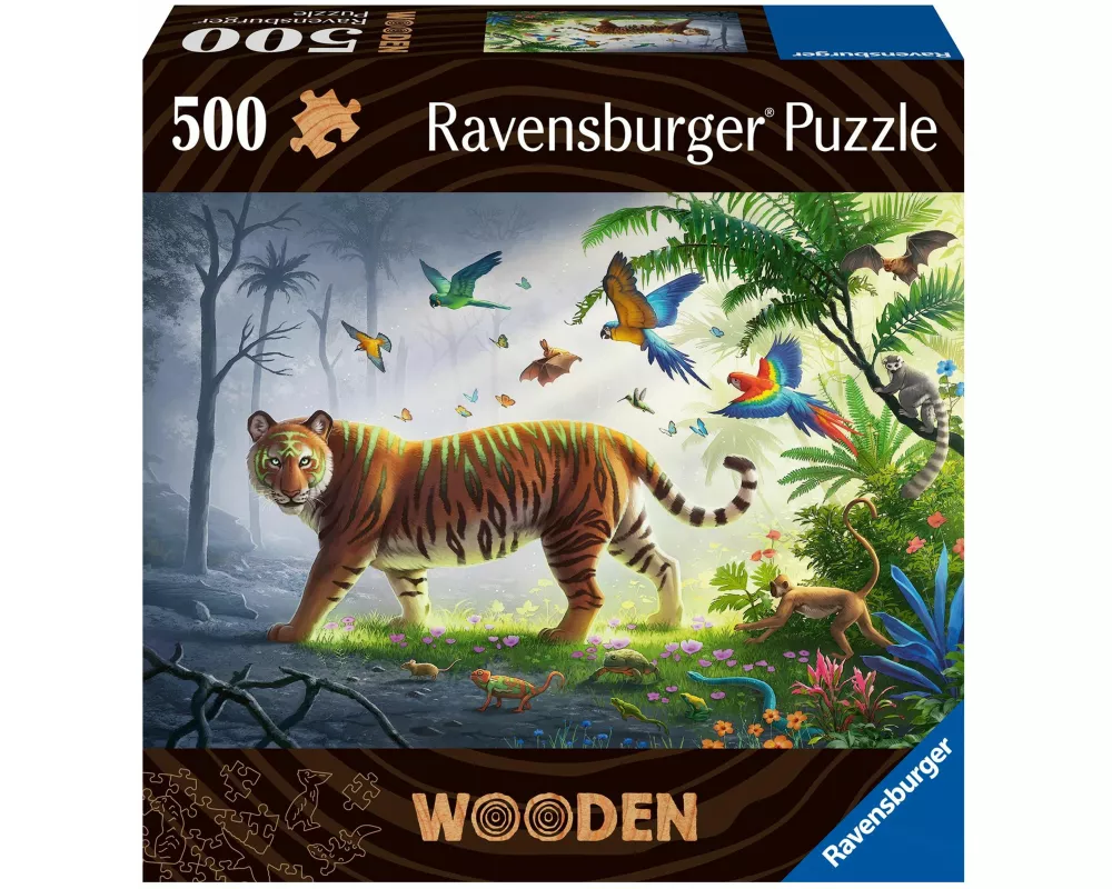 WOODEN Puzzle - Tiger im Dschungel - Holzpuzzle für Erwachsene mit 500 Teilen