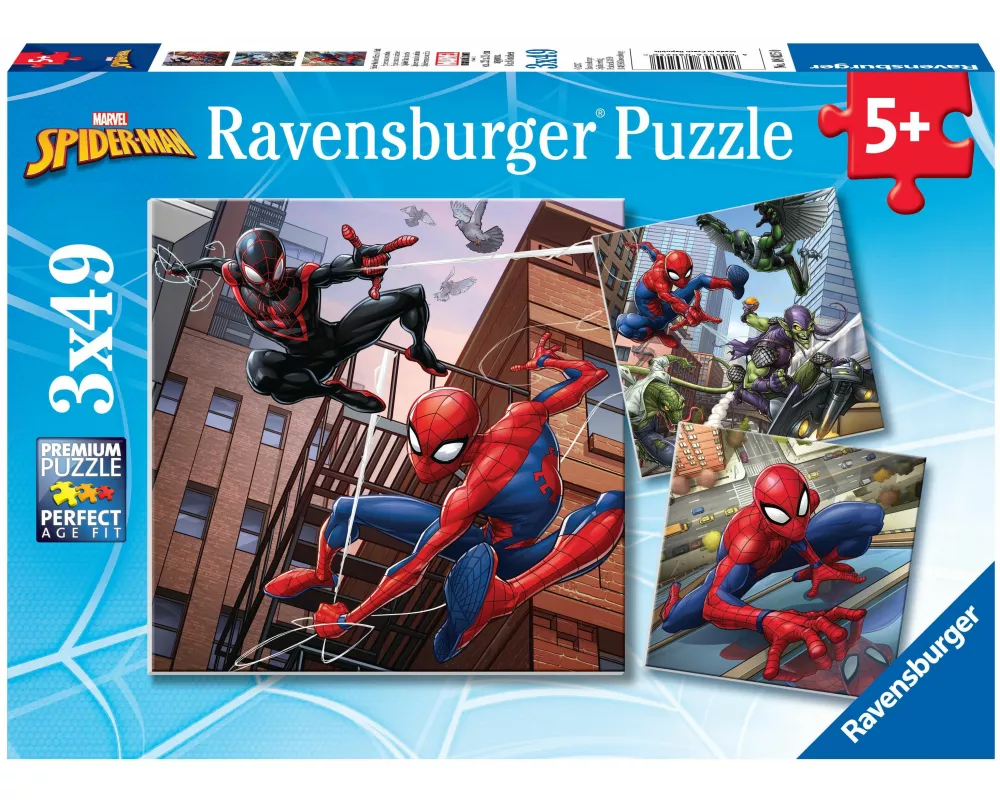 Kinderpuzzle 3x49 Teile - Spider-Man beschützt die Stadt