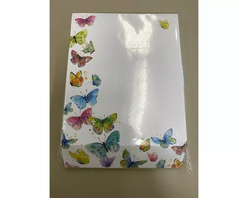 Notizblock - Notizzettel. Schrägschnittblock - Schmetterlinge / blanko