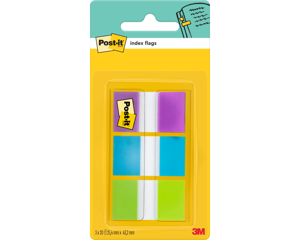POST-IT Dispenser Index 24x43.1mm 680-PBGEU lila,blau,grün 3x20 Stück