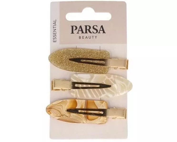 Parsa Beauty Haarclips Beige/Braun 3 Stück