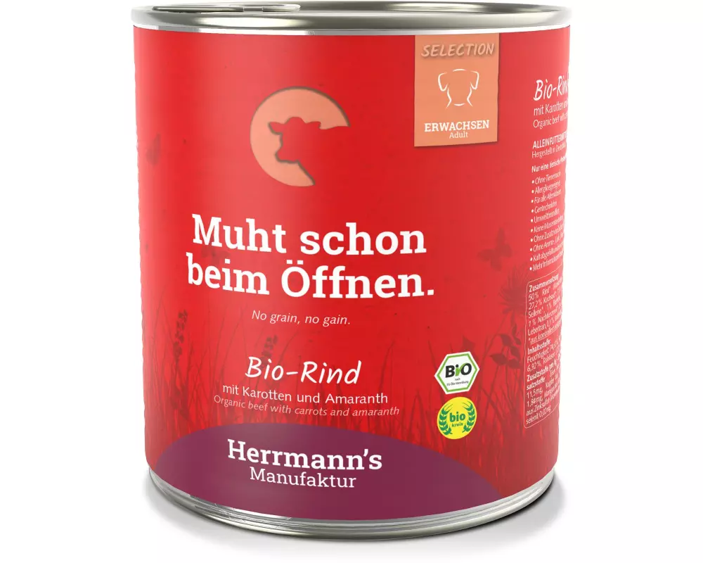 Herrmann's Nassfutter Bio Rind mit Karotten und Amaranth 800 g