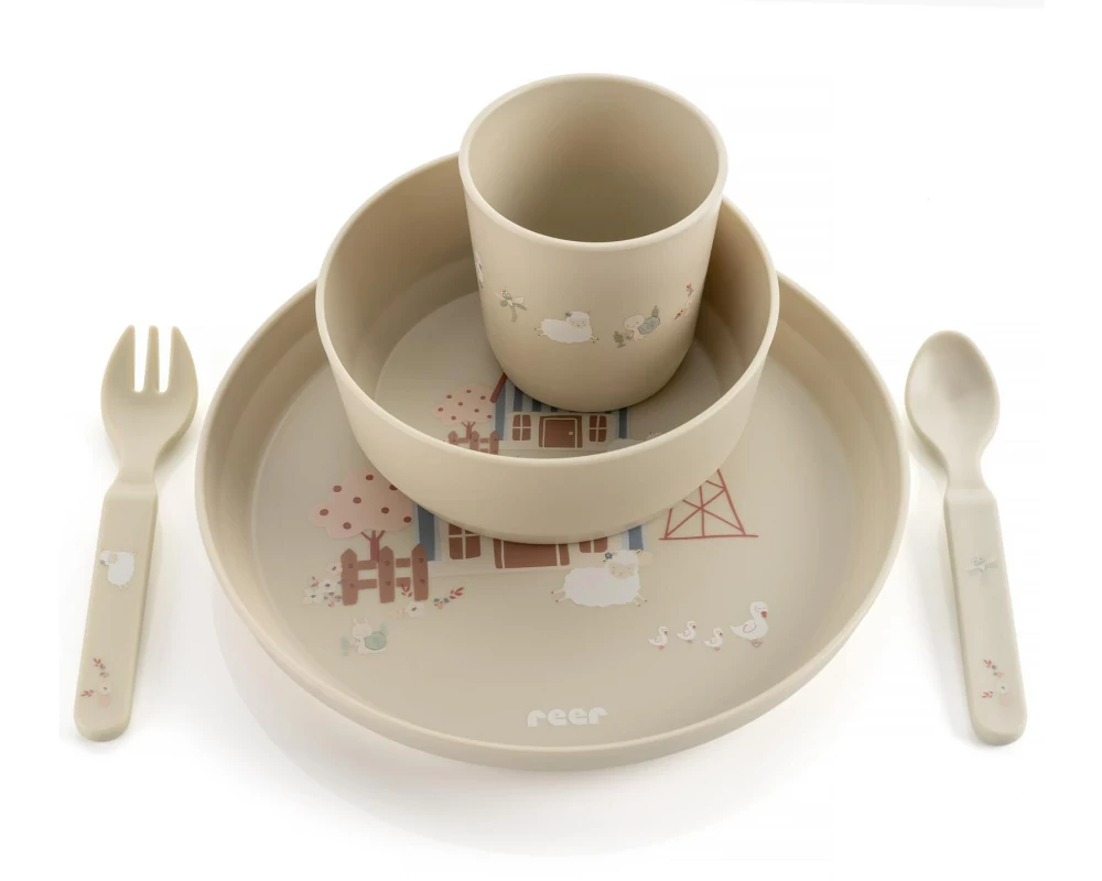 reer Kindergeschirrset Little Farm Beige