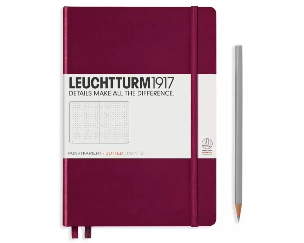 Leuchtturm Notizbuch Medium A5, Dot, 2-teilig, Port Rot