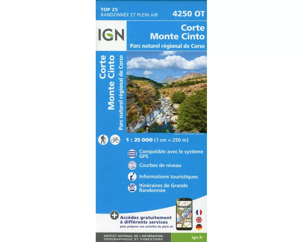 Corte Monte Cinto Parc National de Corse 1 : 25 000