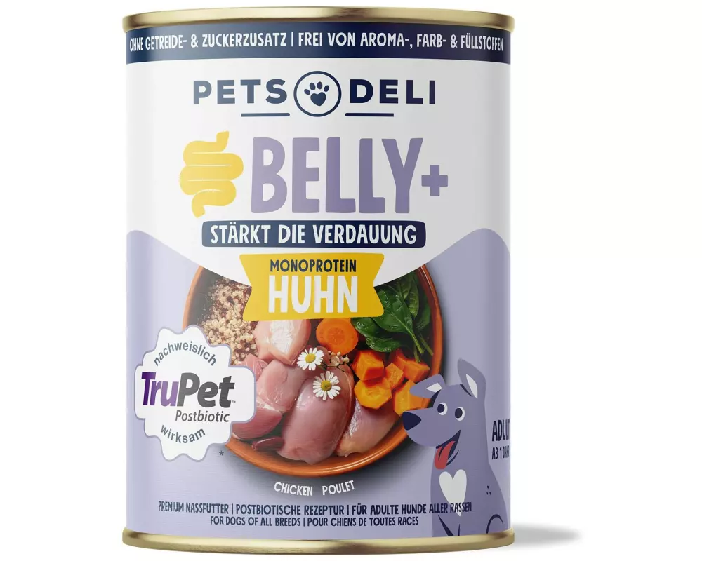 Pets Deli Belly+ Solution Huhn, Quinoa, Süsskartoffel, Postbiotika, 400 g