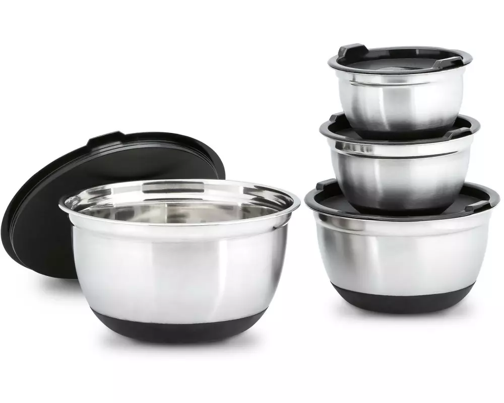 relaxdays Rührschüssel 7.3 l, Silber