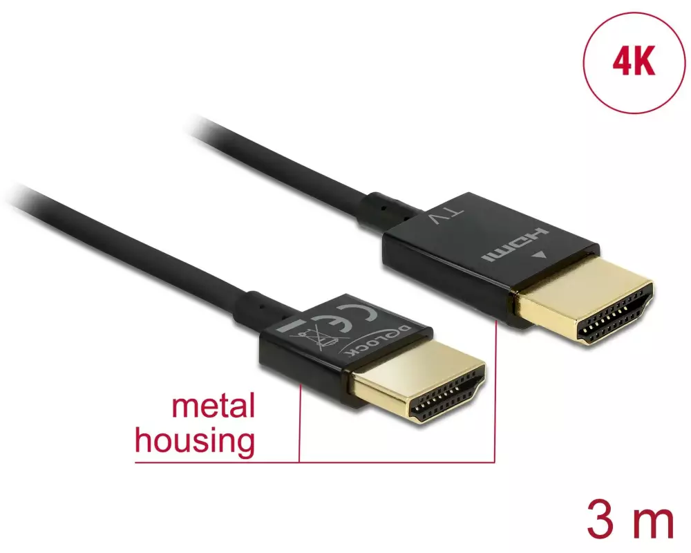 Delock Kabel 4K 60Hz HDMI - HDMI, 3 m, Schwarz