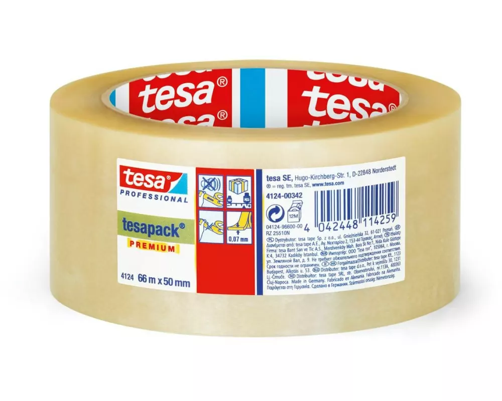 tesa Premium-Packband PVC 50 mm x 66 m, Transparent