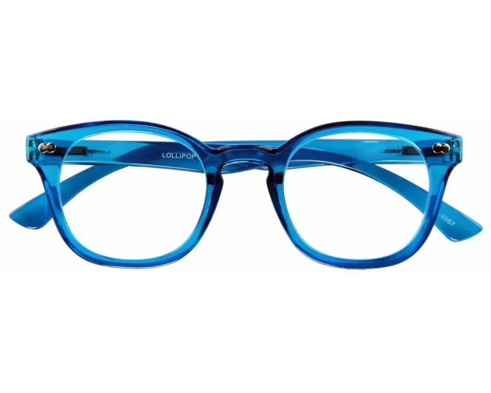 Brille. LOLLIPOP, G16300, blau, Retro-Lesebrille mit Federtechnik, +3.00 dpt