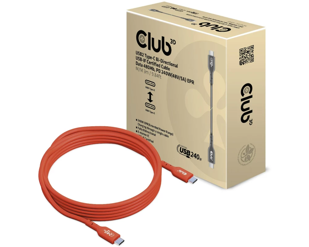 Club 3D USB-Ladekabel CAC-1513 USB-C - USB-C 3 m