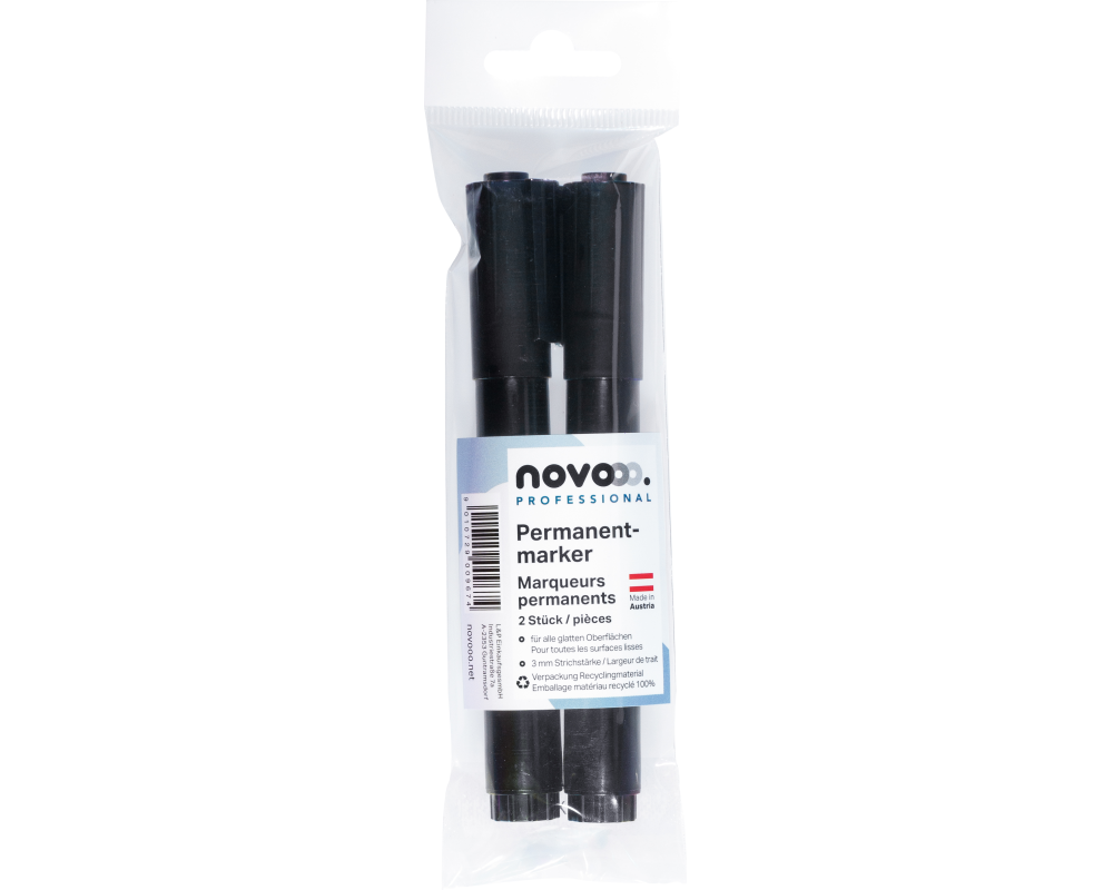 NOVOOO Permanent Marker Set 3mm 21120 schwarz 2 Stück