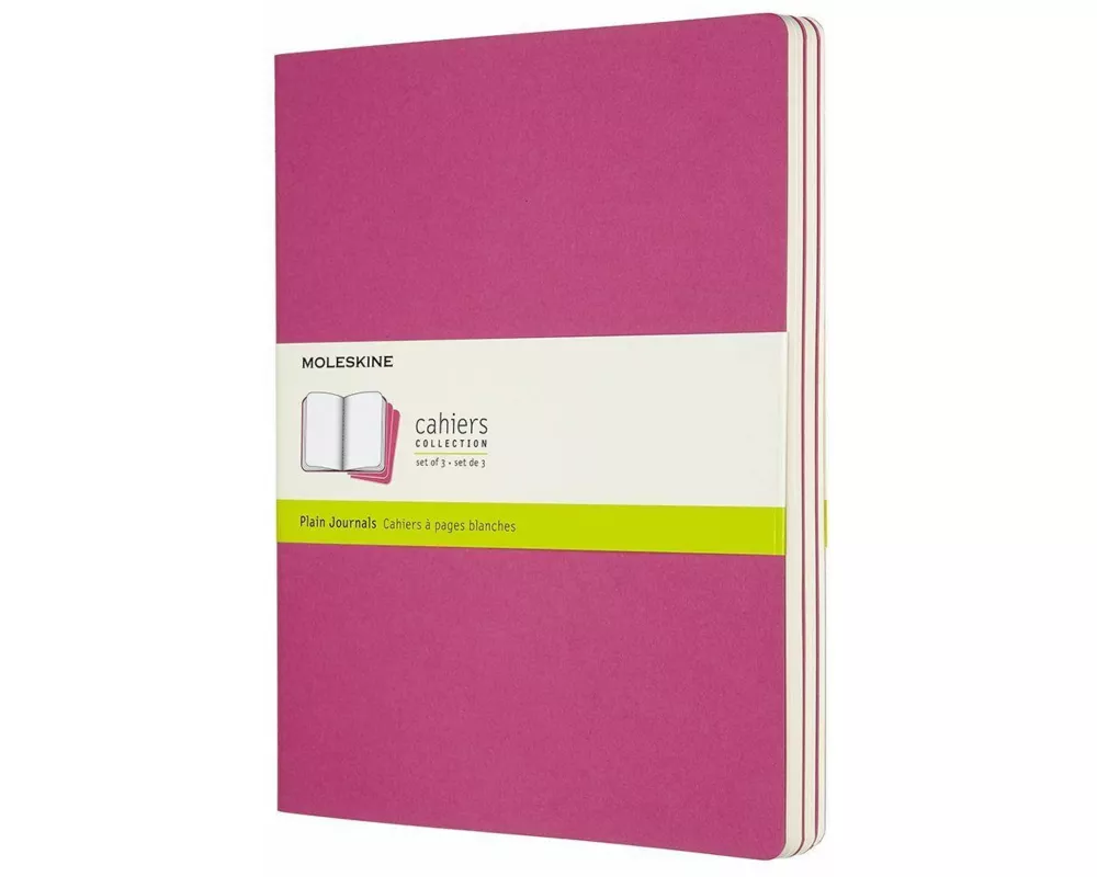 Moleskine Journals - Cahier XL, Set of 3 PCS, Plain, Cardboard Cover, Kinetic Pink