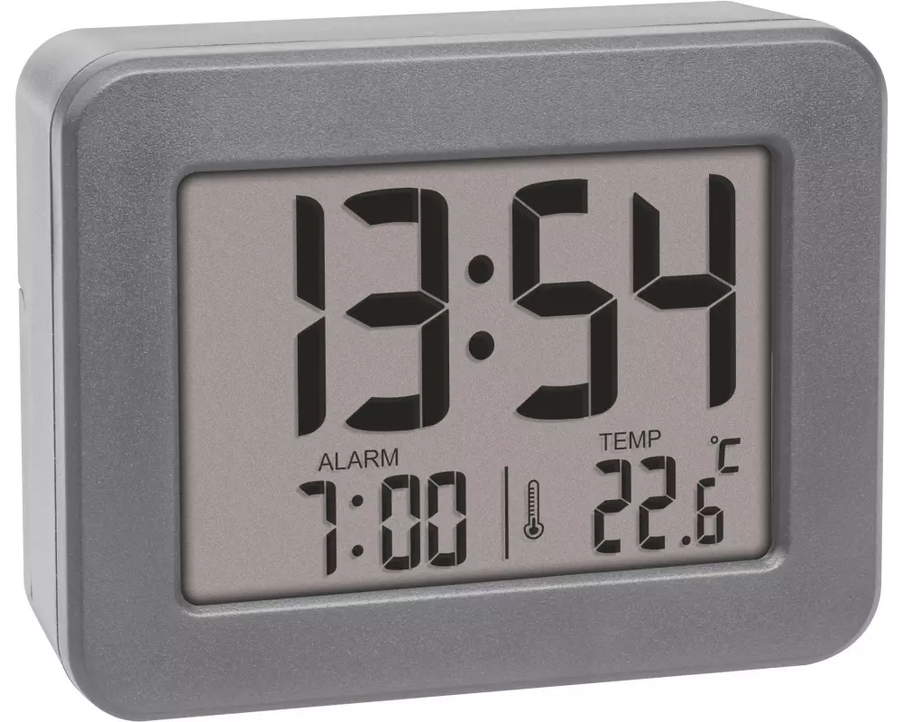 TFA Dostmann Digitalwecker Grau