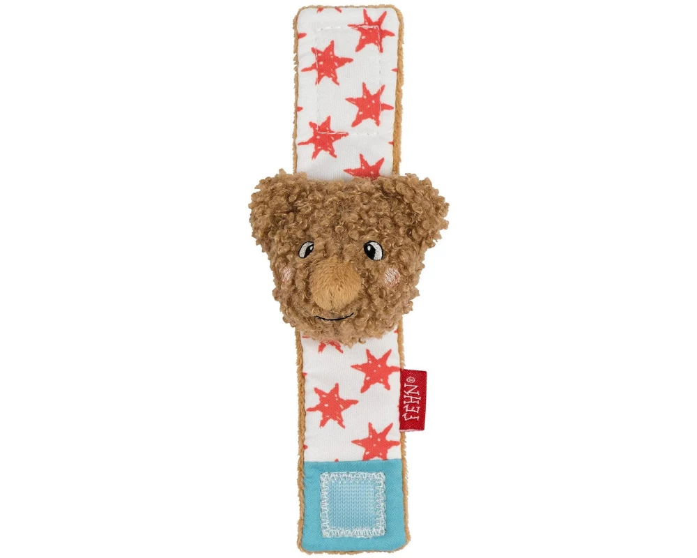 fehn Rasselarmband Bär, Plüsch / Velours, Braun, 15 cm