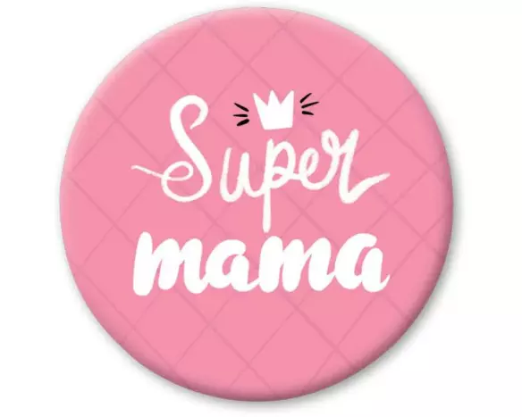 Cart Haftmagnet Super Mama 1 Stück, Rosa/Weiss