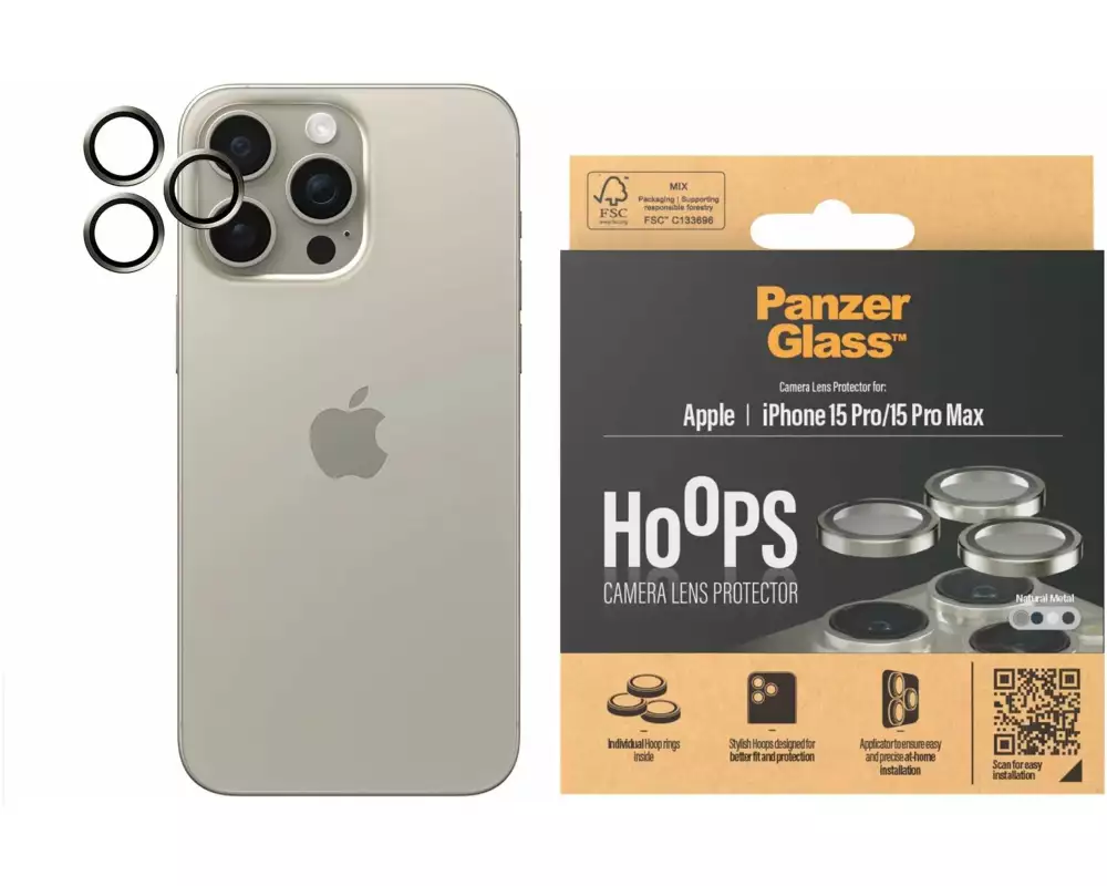 Panzerglass Lens Protector Rings HOOPS iPhone 15 Pro / 15 Pro Max Grau
