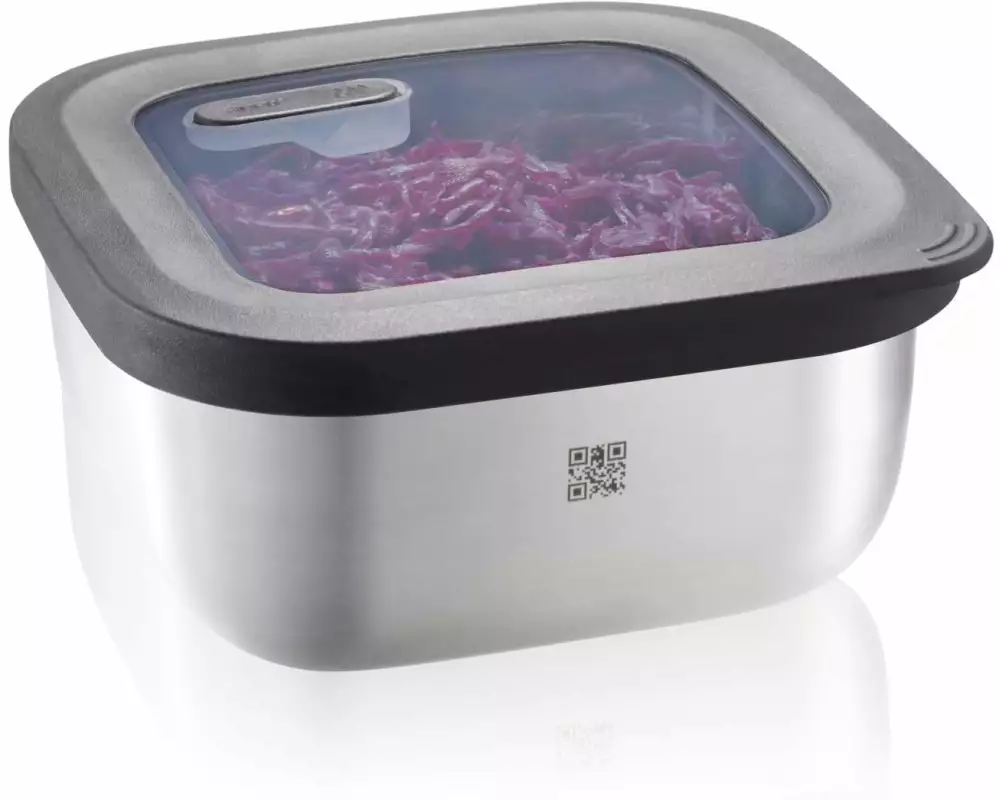 GEFU Vorratsdose Provido Eckig, 0.9 l, Schwarz/Silber matt