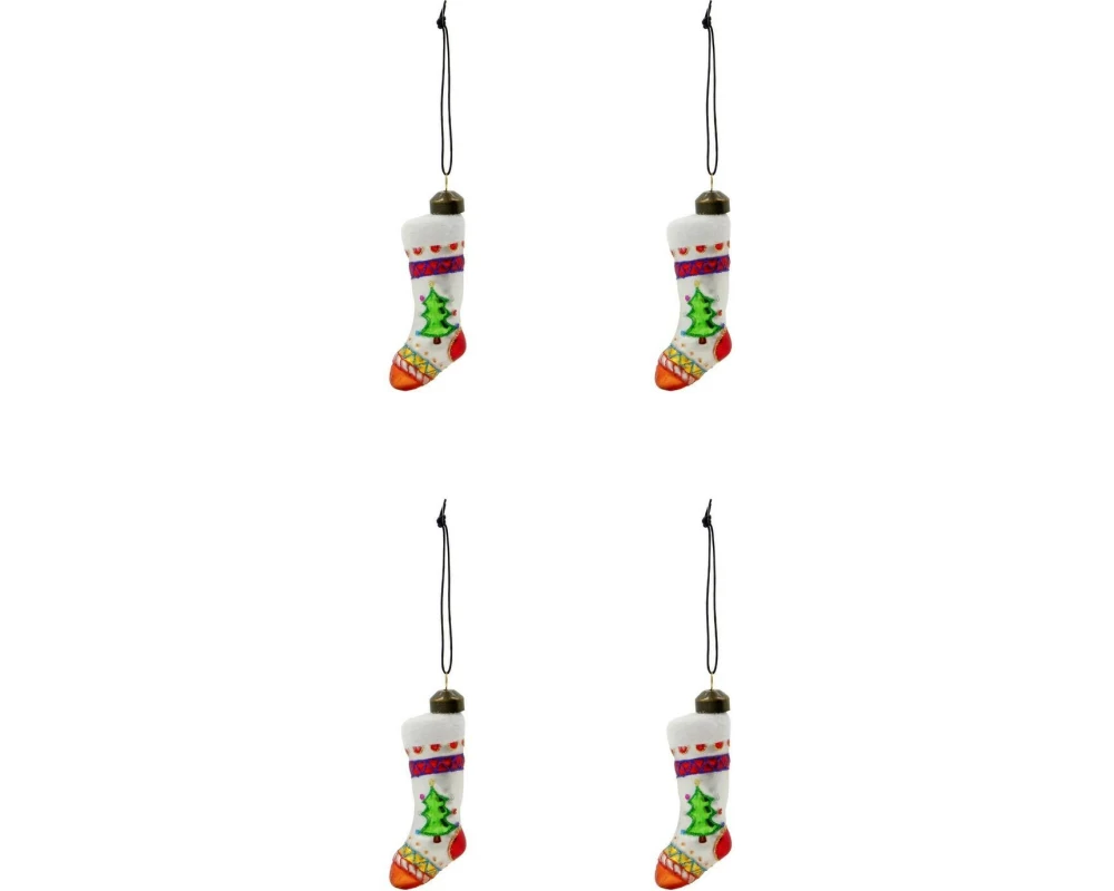 House Doctor Weihnachtskugel Socken Ø 9.5 cm, 4 Stück White
