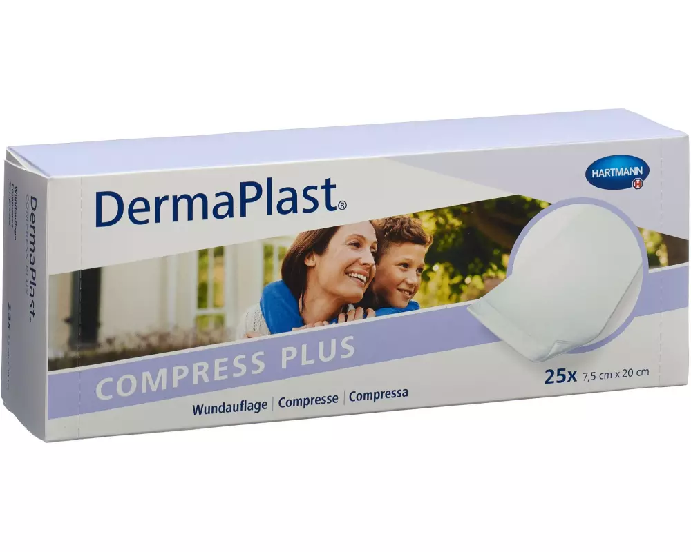 DermaPlast Wundauflage Compress Plus 20 cm x 20 cm 25 Stück