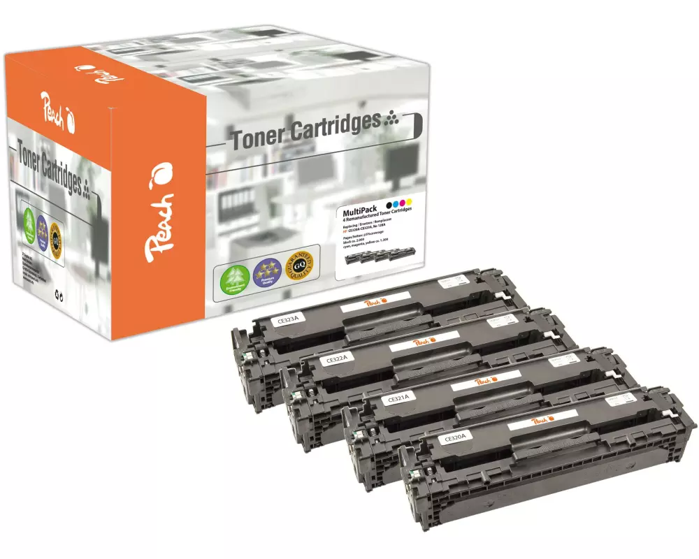 Peach Tonerset HP Nr. 128A (CE32A) BK, C, M, Y