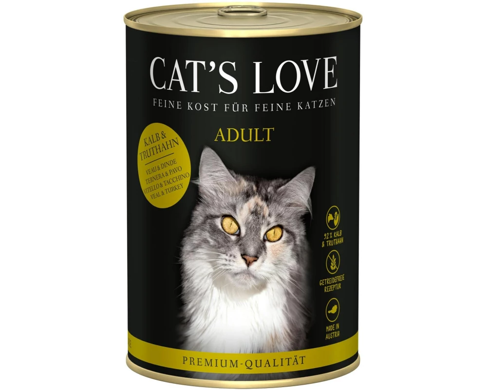 Cat's Love Nassfutter Adult Kalb & Truthahn, 400 g