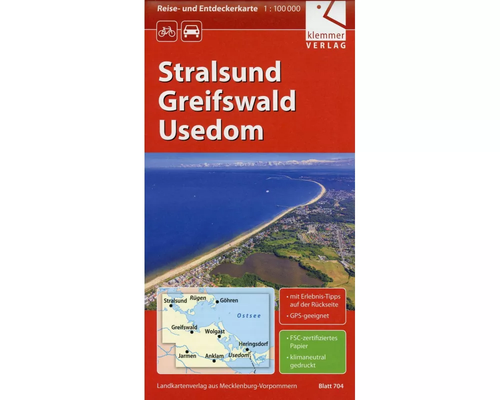 Reise- und Entdeckerkarte Stralsund, Greifswald, Usedom 1 : 100 000