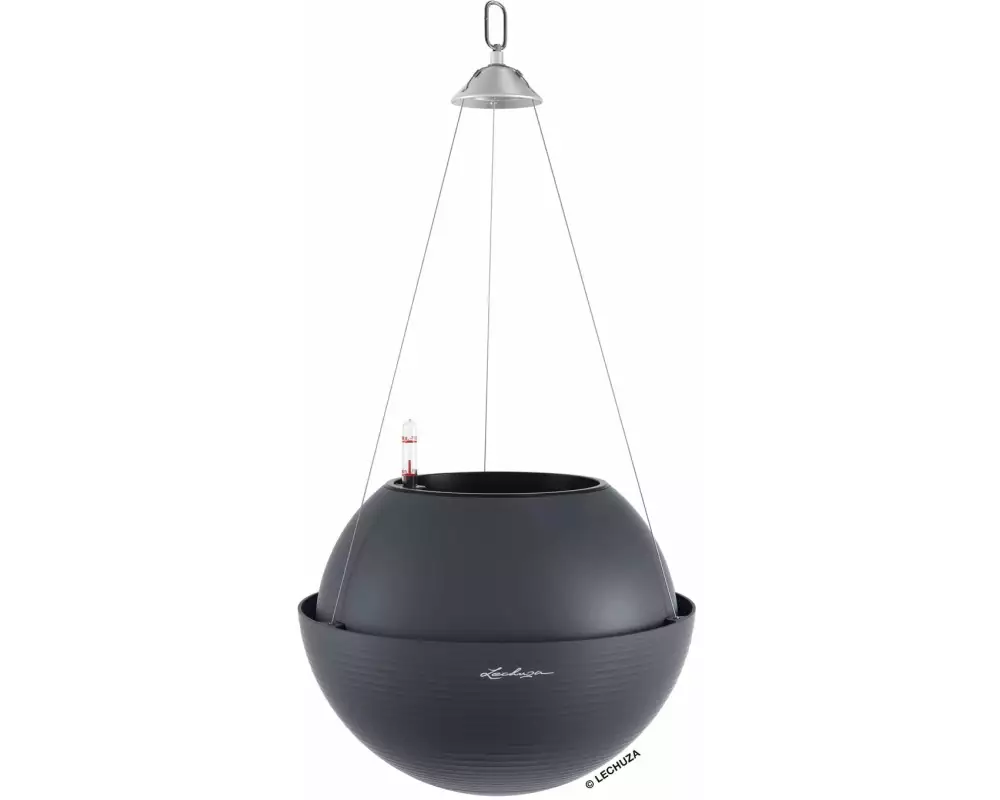 Lechuza Blumentopf Bola Color 32, Schwarz/Schiefergrau