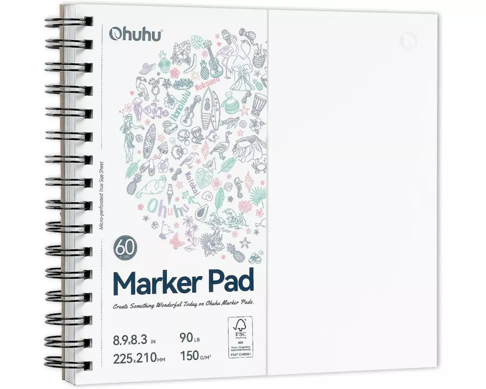 Ohuhu Kunst-Skizzenbuch, auslaufsicher, 150 g/m² 22.5 x 21 cm