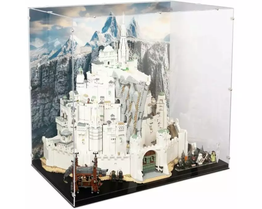 iDisplayit Acryl-Display LEGO 11377 Minas Tirith mit Hintergrundbild