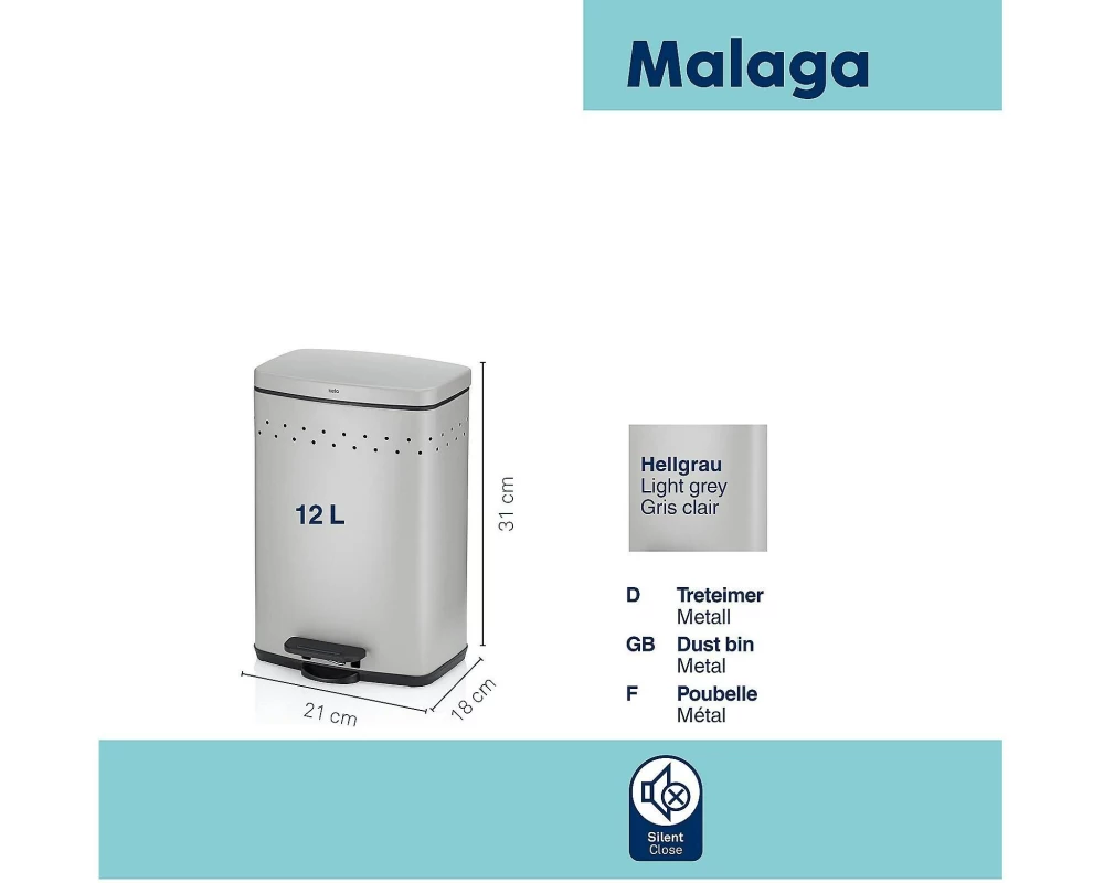 Kela Kosmetikeimer Malaga 5 l, Hellgrau