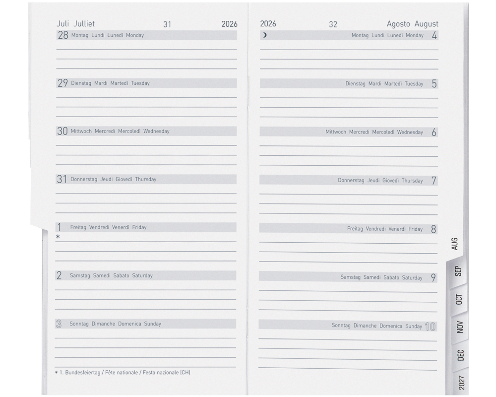 BIELLA Planer Bern 2026 851578000026U 1W/2S Ersatz ML 8.7x15.3cm