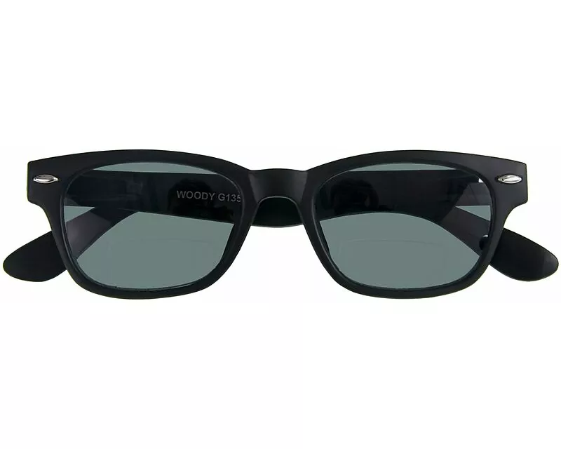 Brille. WOODY Sun-Bi G13500 schwarz mit grau Retro-Bifokal-Sonnenbrille +2.50 dpt