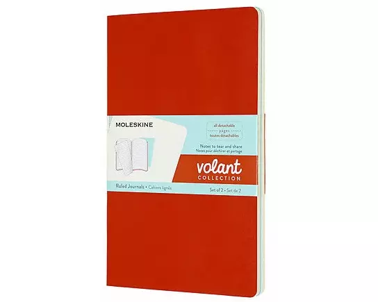 Moleskine Volant L/A5, 2x Set, Ruled, Soft Cover, Coral Orange, Aquamerine Blue