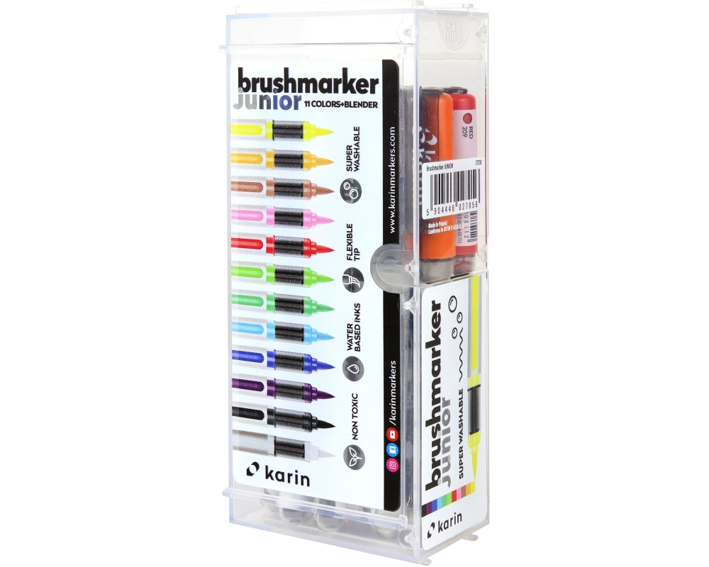 KARIN Brush Marker JUNIOR + blender 27C10 Basic colours 12 Stück
